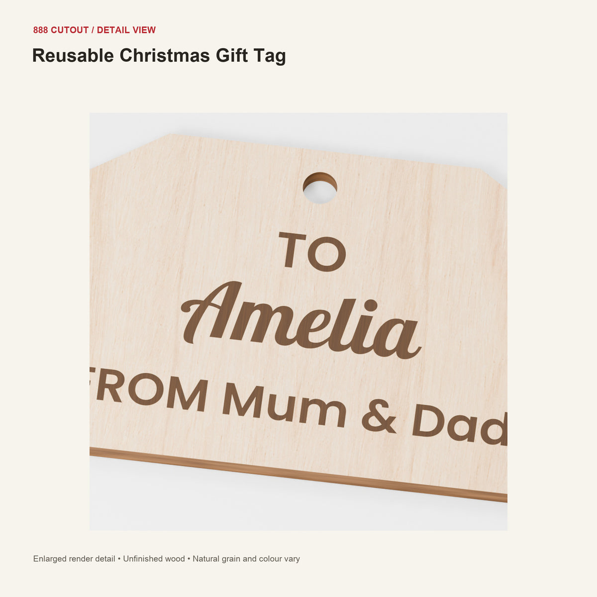888 detail — Reusable Christmas Gift Tag — enlarged product visualisation