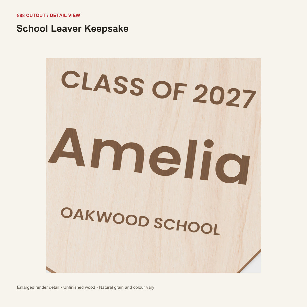 888 detail — School Leaver Keepsake — enlarged product visualisation