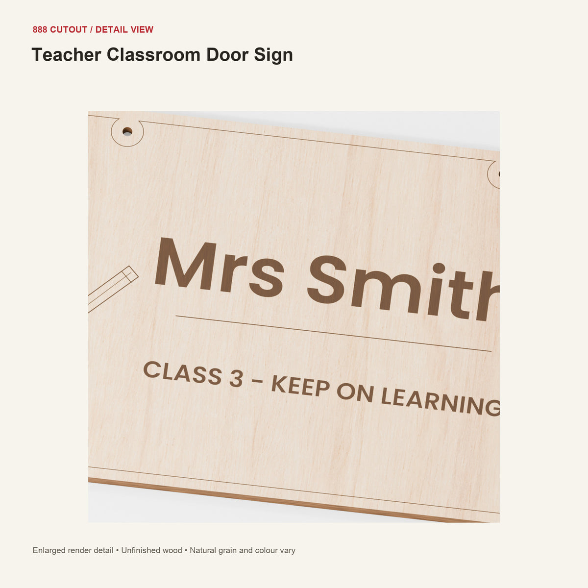 888 detail — Teacher Classroom Door Sign — enlarged product visualisation