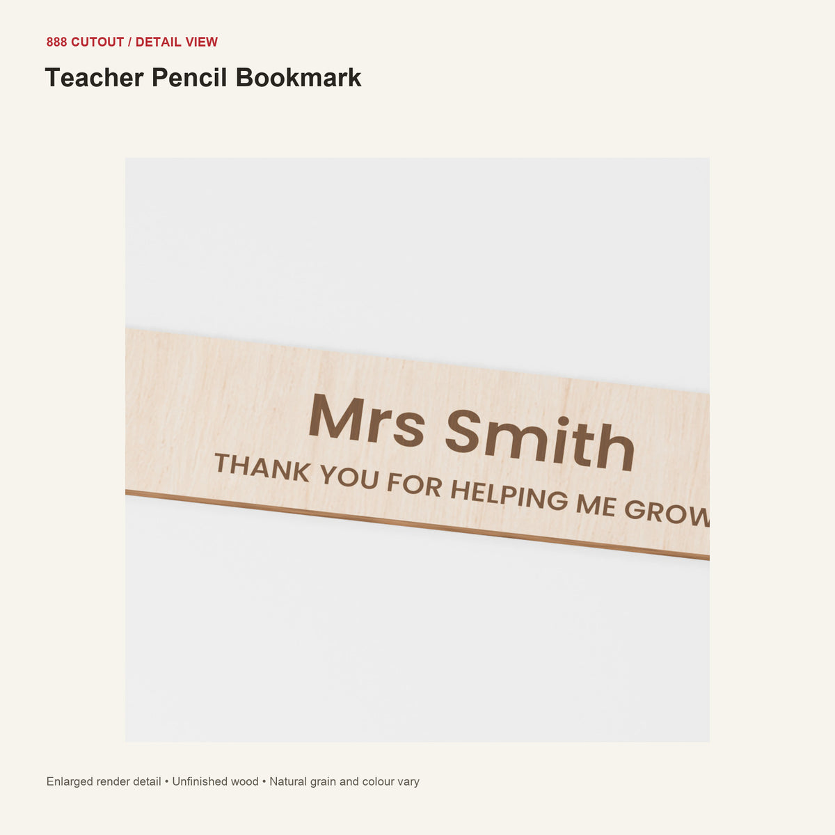 888 detail — Teacher Pencil Bookmark — enlarged product visualisation