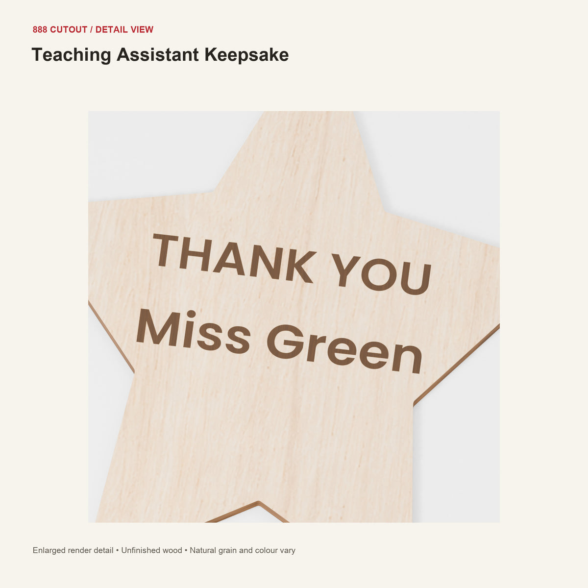 888 detail — Teaching Assistant Keepsake — enlarged product visualisation