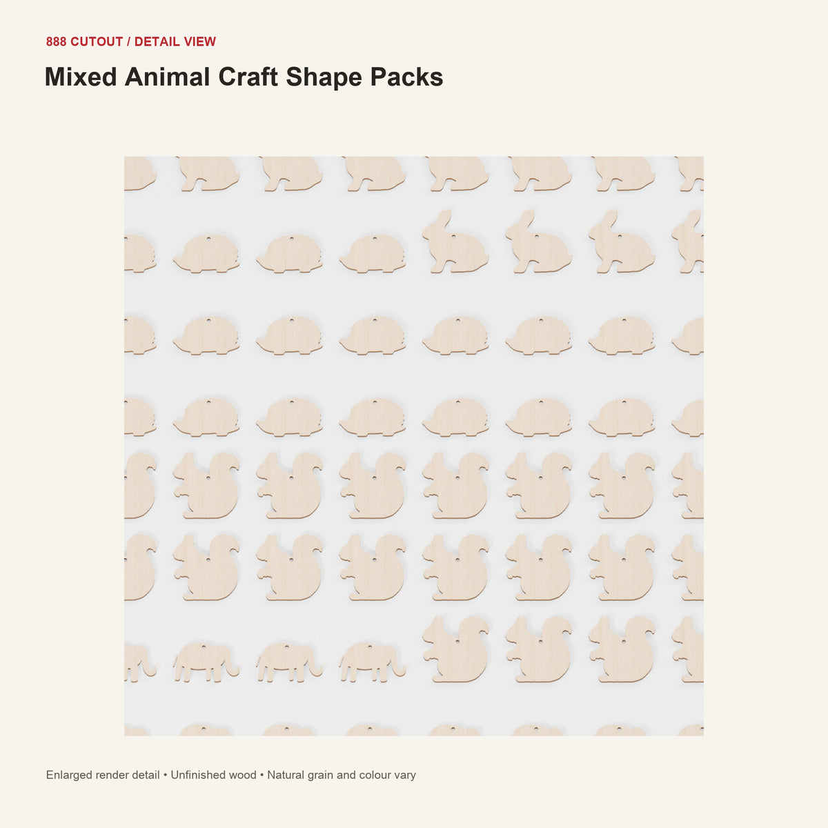 888 detail — Mixed Animal Craft Shape Packs — enlarged product visualisation