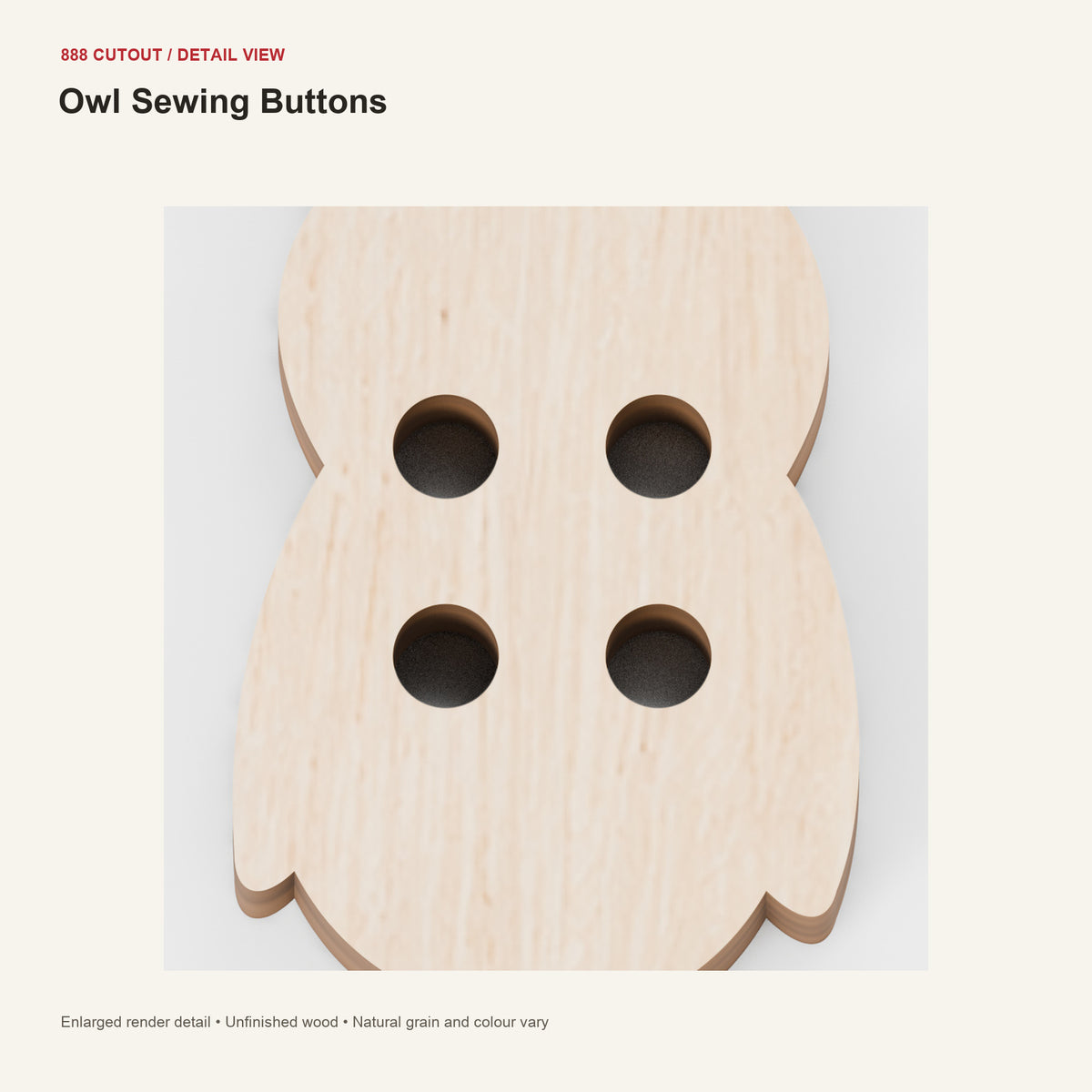 888 detail — Owl Sewing Buttons — enlarged product visualisation