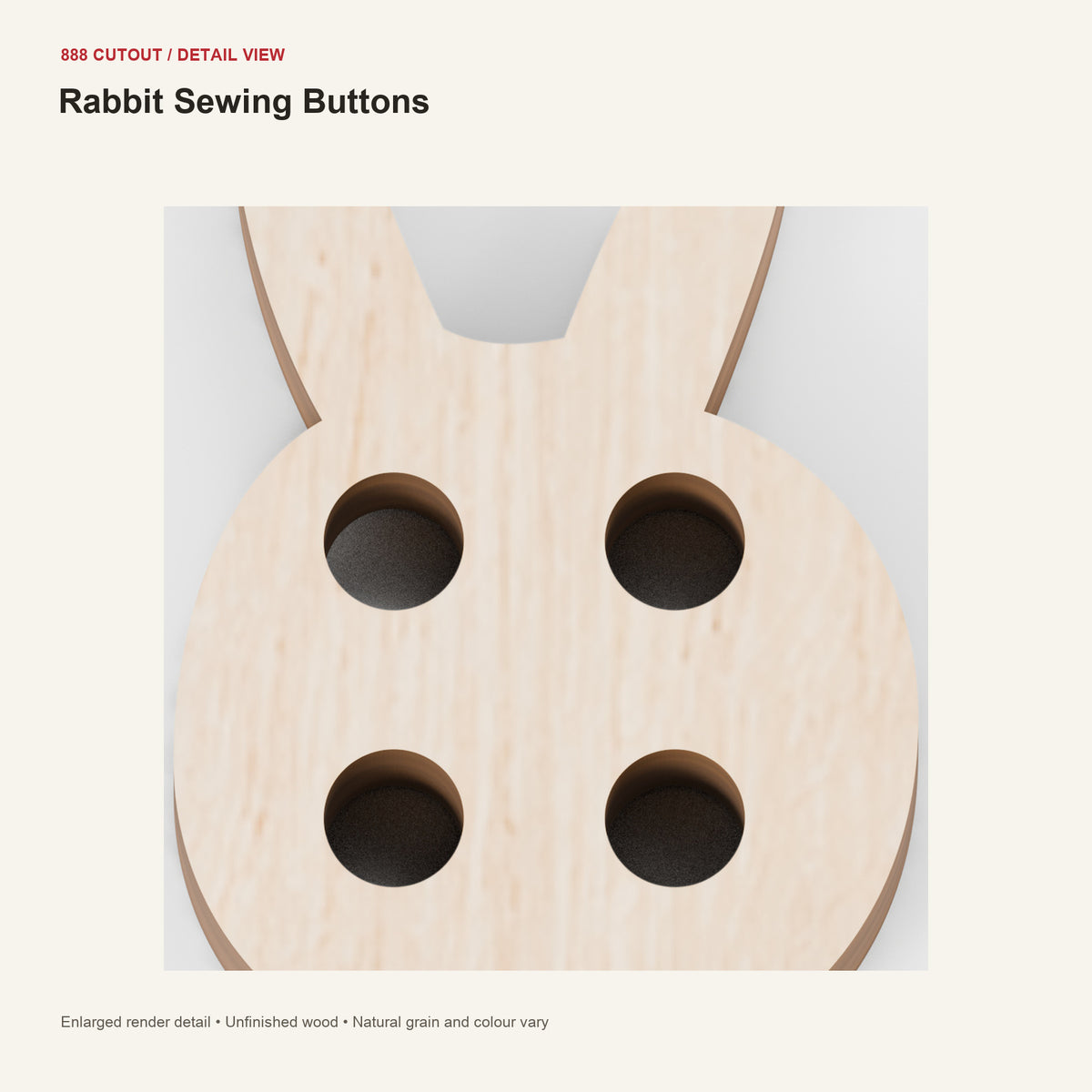 888 detail — Rabbit Sewing Buttons — enlarged product visualisation