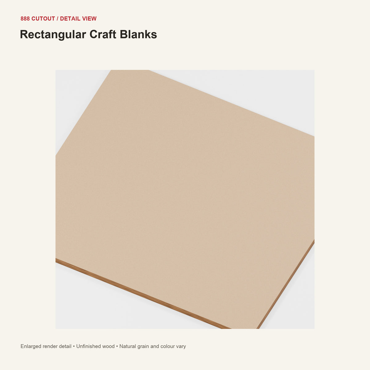 888 detail — Rectangular Craft Blanks — enlarged product visualisation