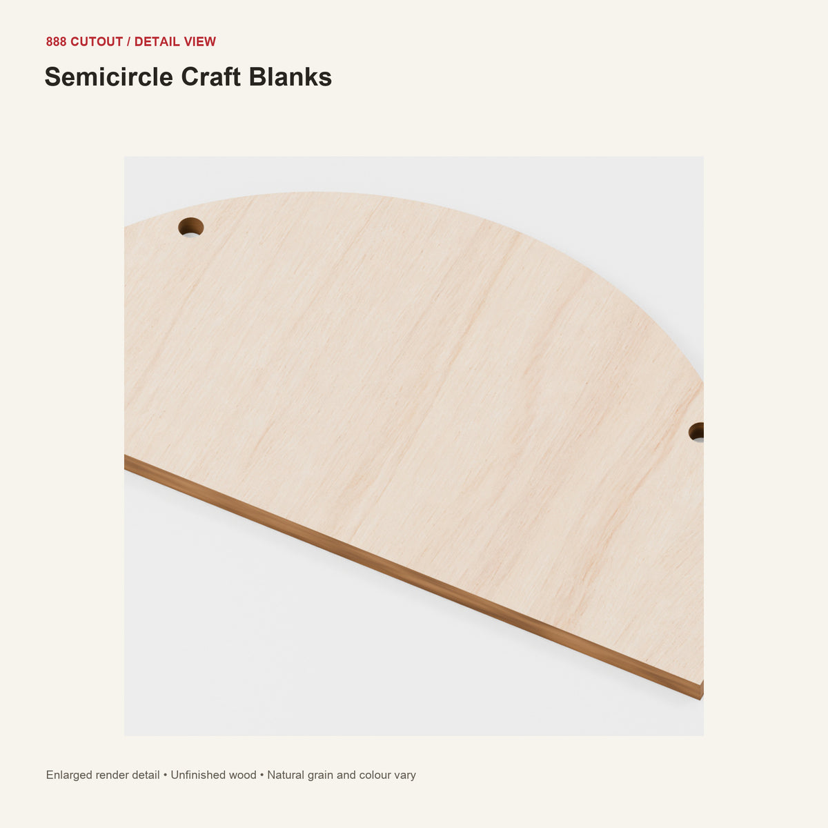 888 detail — Semicircle Craft Blanks — enlarged product visualisation