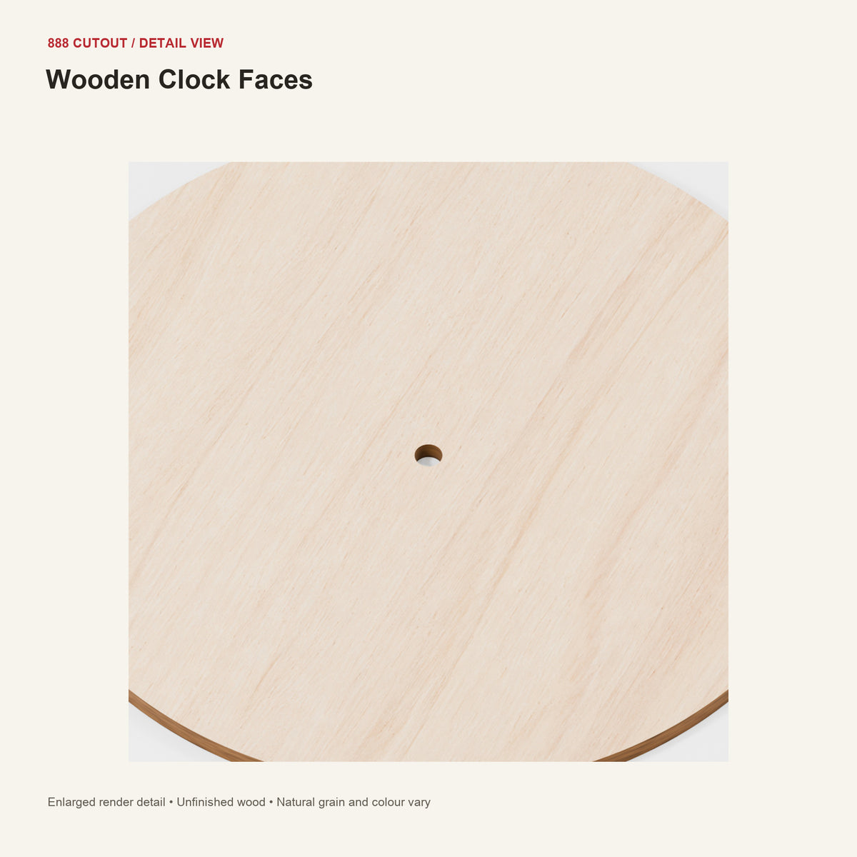 888 detail — Wooden Clock Faces — enlarged product visualisation