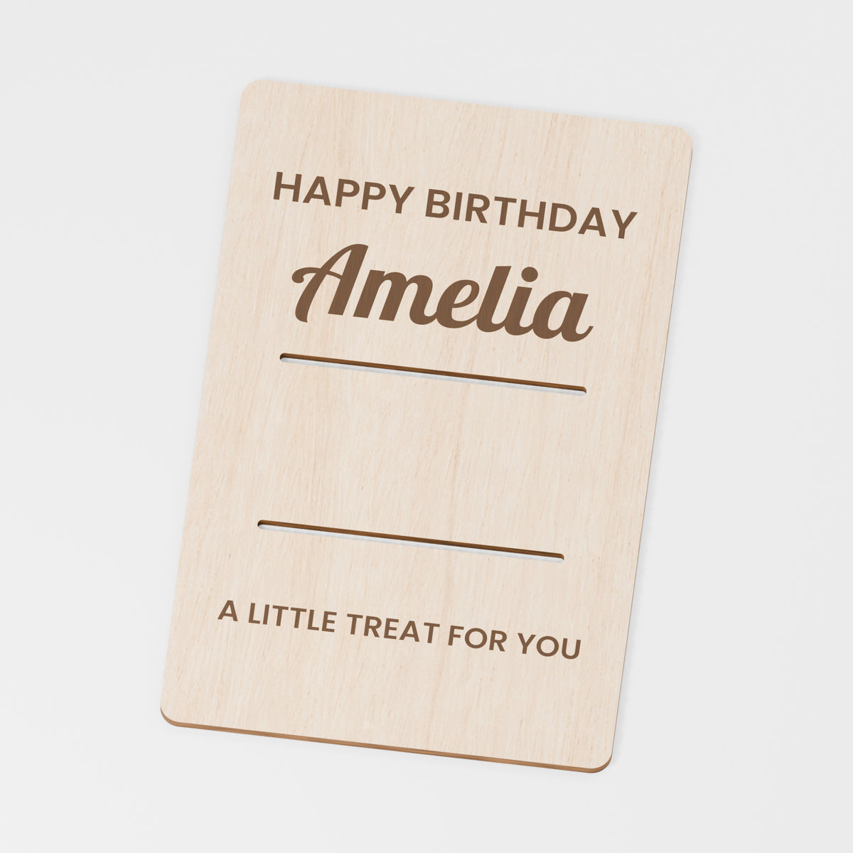 Birthday Gift Money Card — Plywood; product visualisation, base set shown for assortments