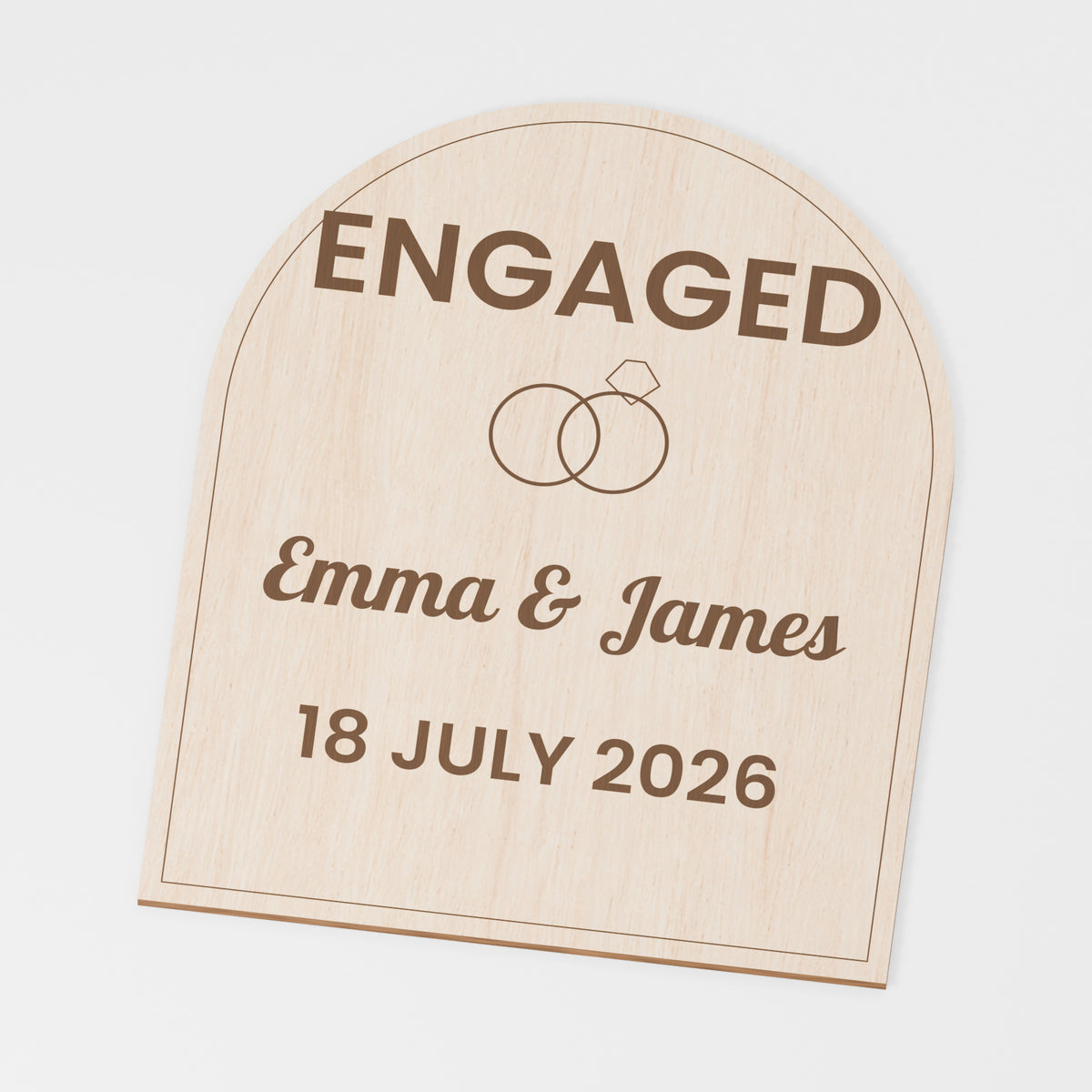 Engagement Keepsake Plaque — Plywood; product visualisation, base set shown for assortments