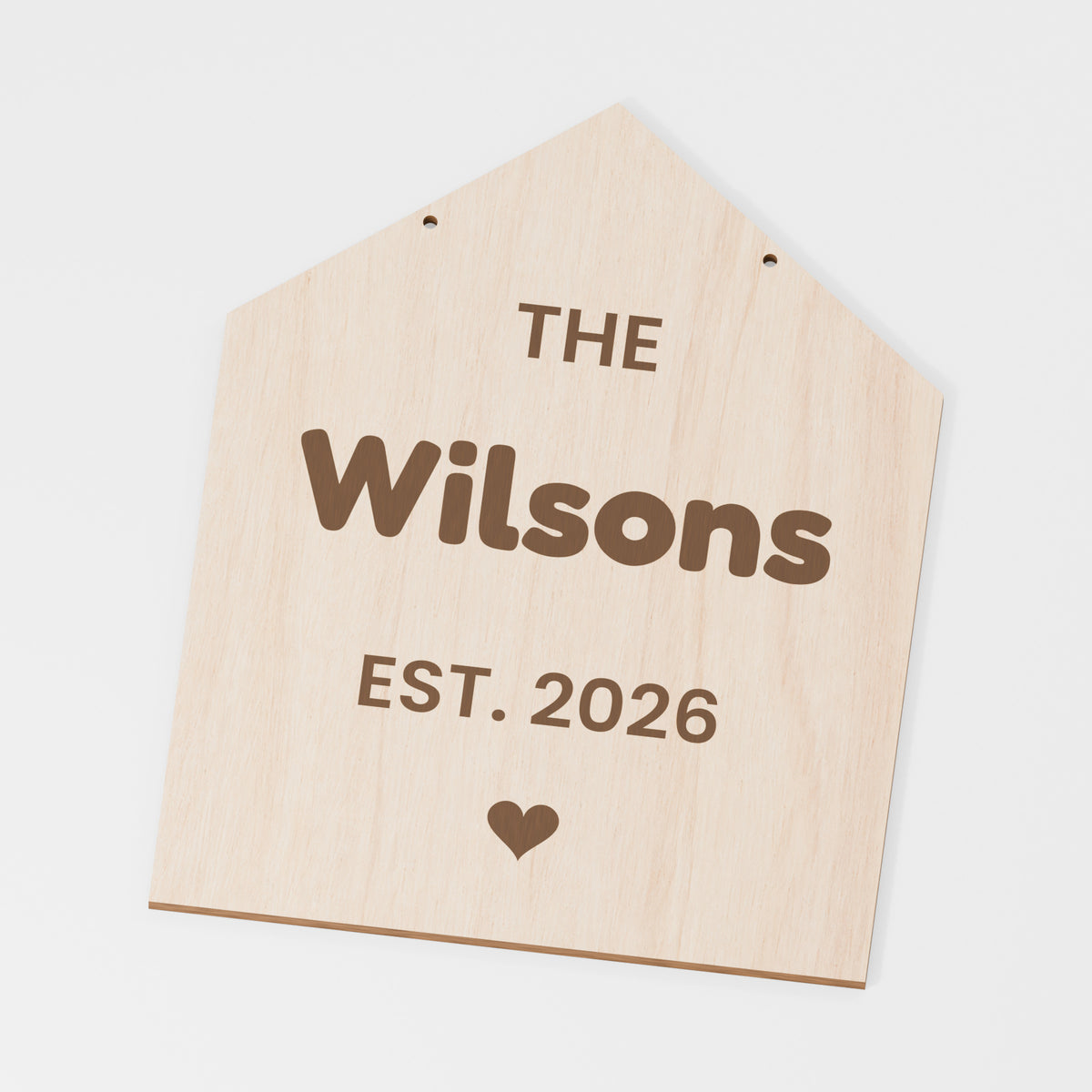 Family Name House Plaque — Plywood; product visualisation, base set shown for assortments