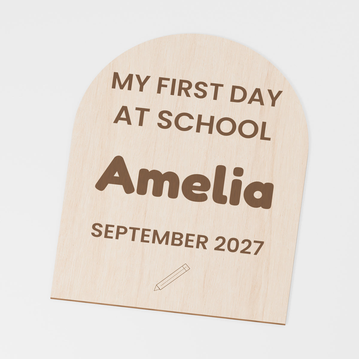 First Day Of School Photo Plaque — Plywood; product visualisation, base set shown for assortments