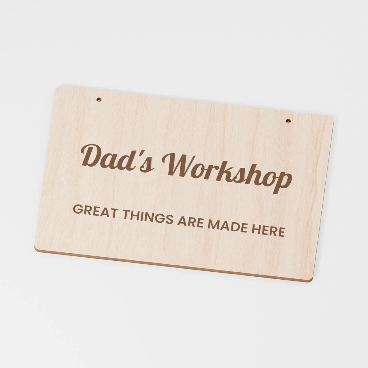 Dad's Workshop Door Plaque — Plywood; product visualisation, base set shown for assortments