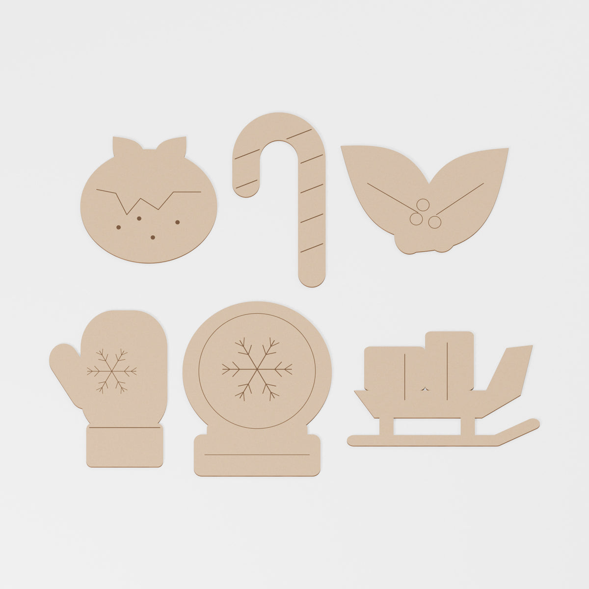 Christmas Winter Craft Pack — MDF; product visualisation, base set shown for assortments