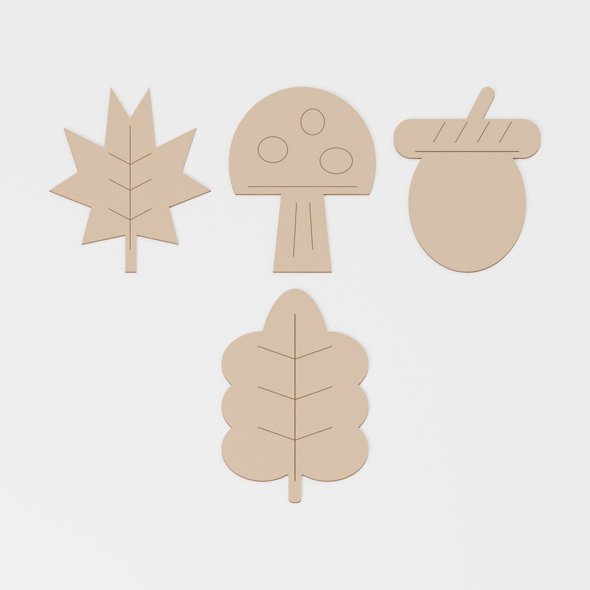 Autumn Woodland Craft Pack — MDF; product visualisation, base set shown for assortments