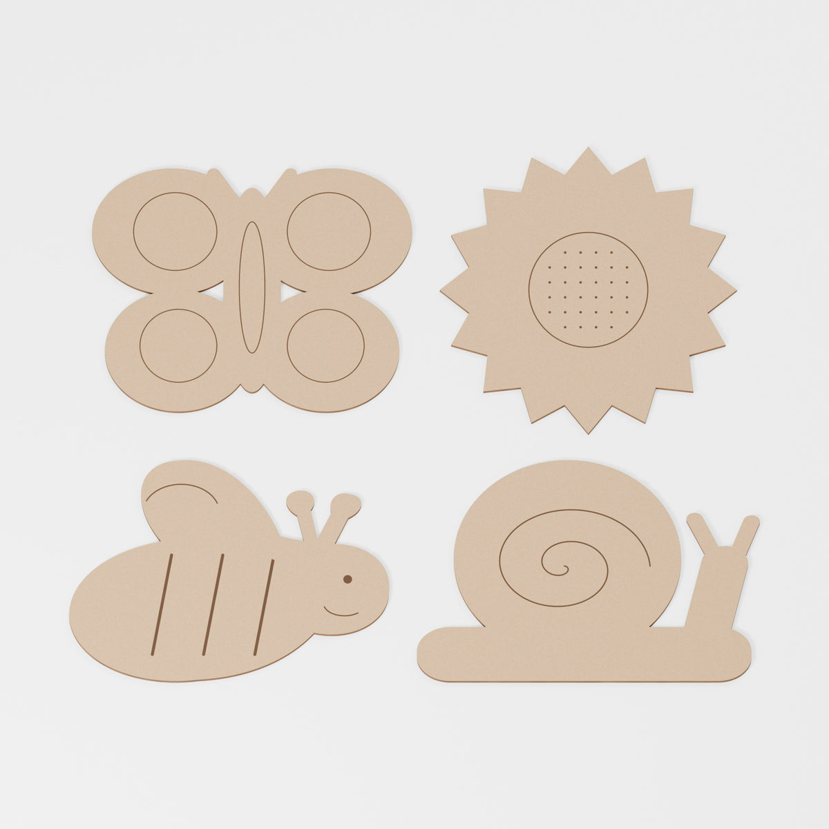 Garden Nature Painting Craft Pack — MDF; product visualisation, base set shown for assortments