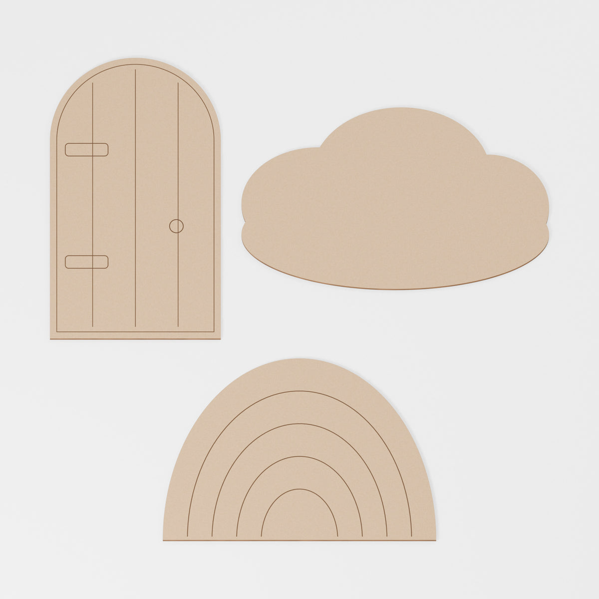 Fairy Door Cloud and Rainbow Craft Pack — MDF; product visualisation, base set shown for assortments