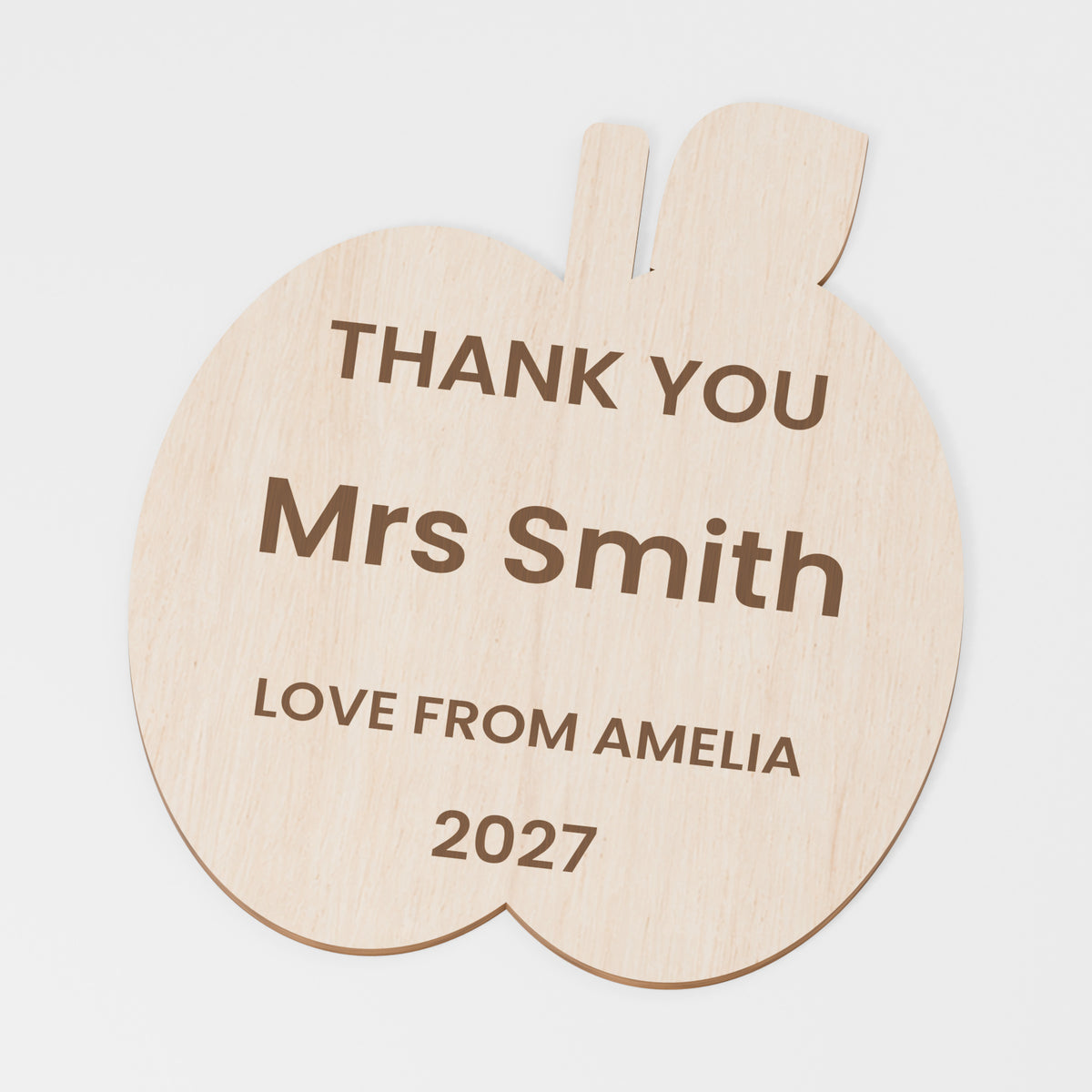 Teacher Apple Thank You Plaque — Plywood; product visualisation, base set shown for assortments