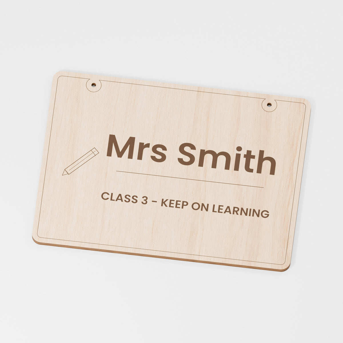 Teacher Classroom Door Sign — Plywood; product visualisation, base set shown for assortments