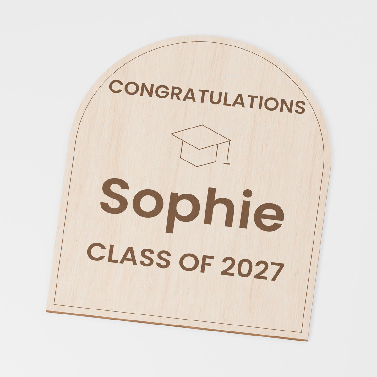 Graduation Keepsake Plaque — Plywood; product visualisation, base set shown for assortments