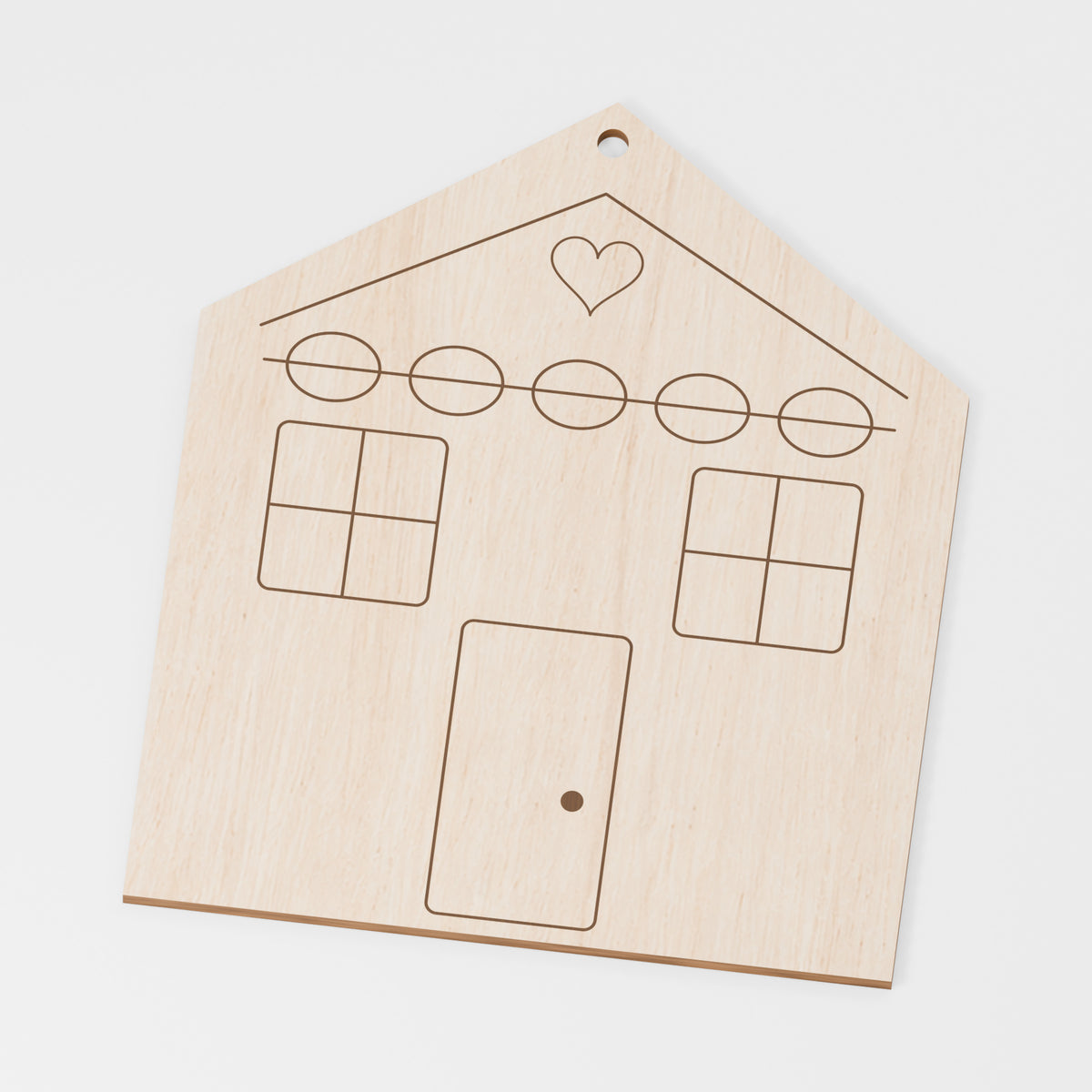 Flat Gingerbread House Ornament — Plywood; product visualisation, base set shown for assortments