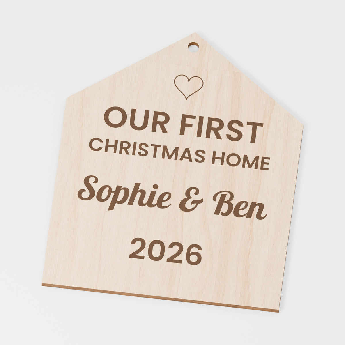 First Christmas In Our Home Ornament — Plywood; product visualisation, base set shown for assortments