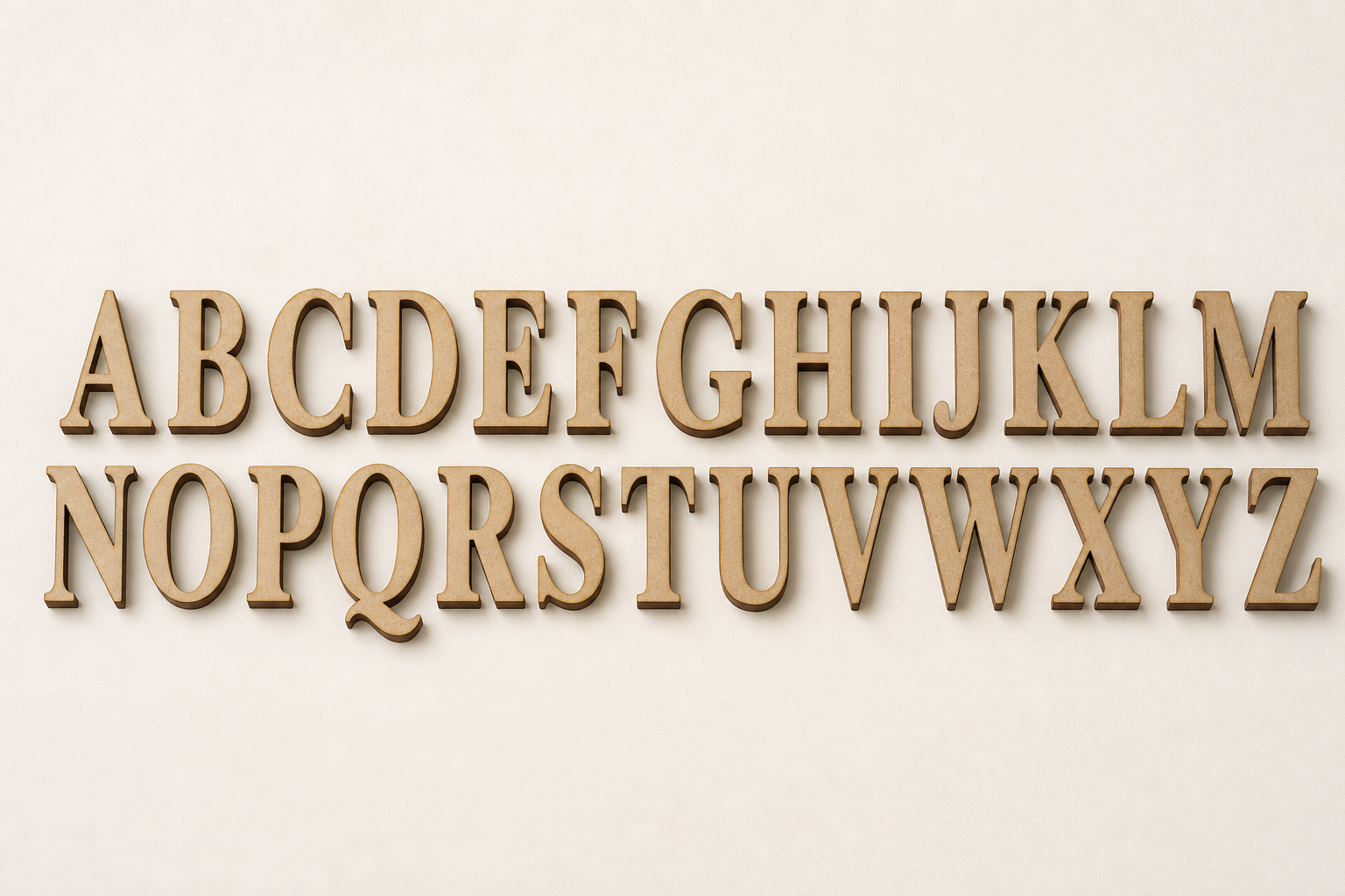 Elegant Serif MDF alphabet cutout letters
