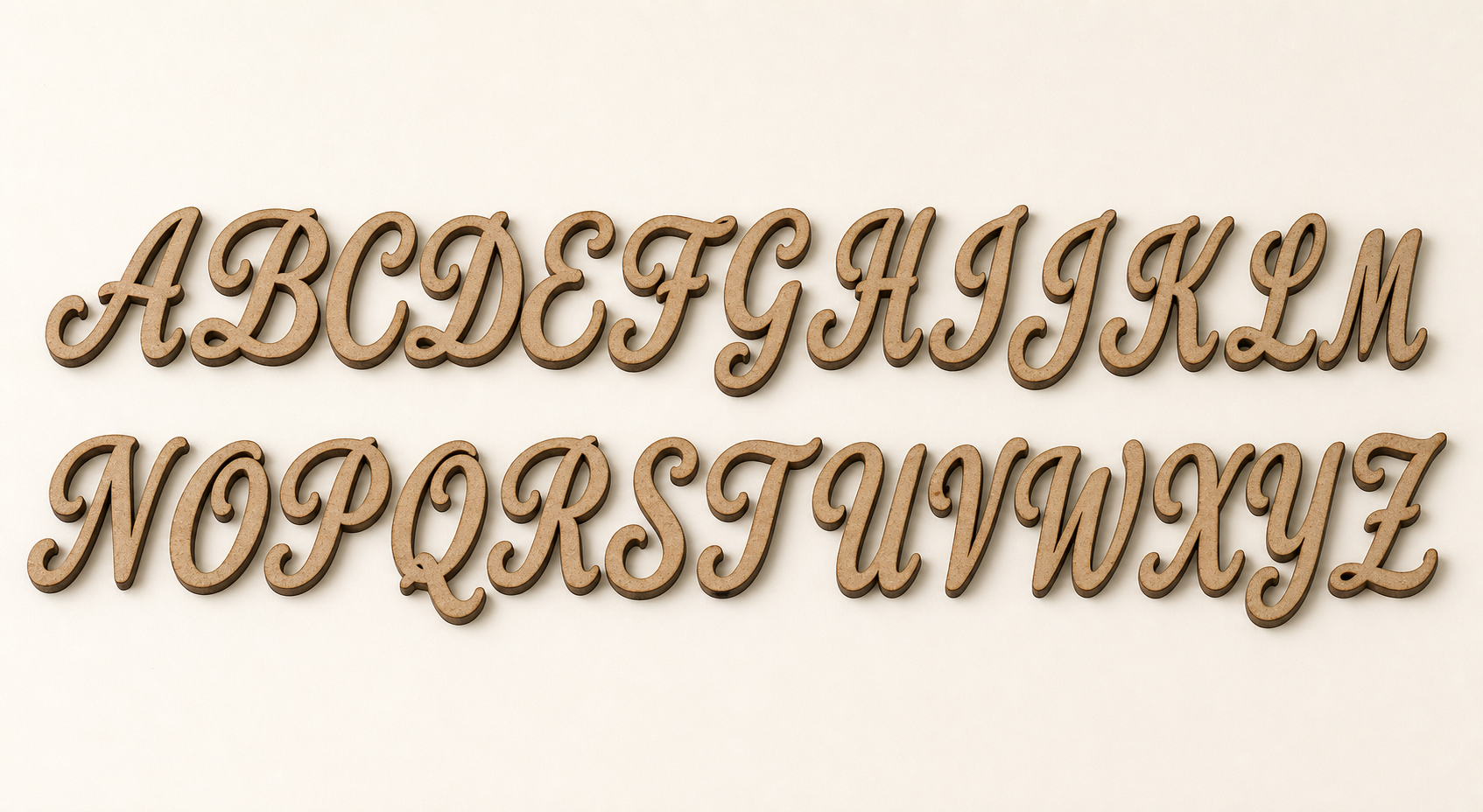 Formal Script MDF alphabet cutout letters